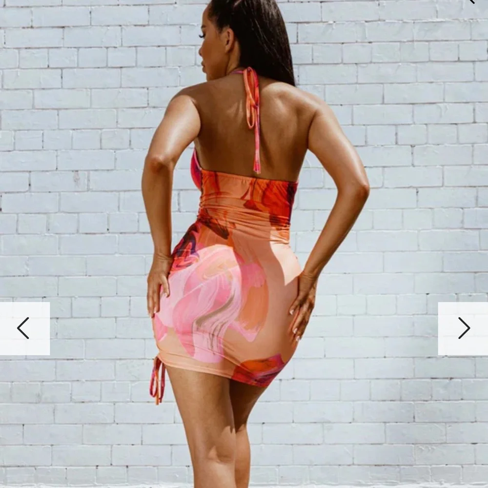 Marble Print Ruched Mini Dress - Picture 2 of 4